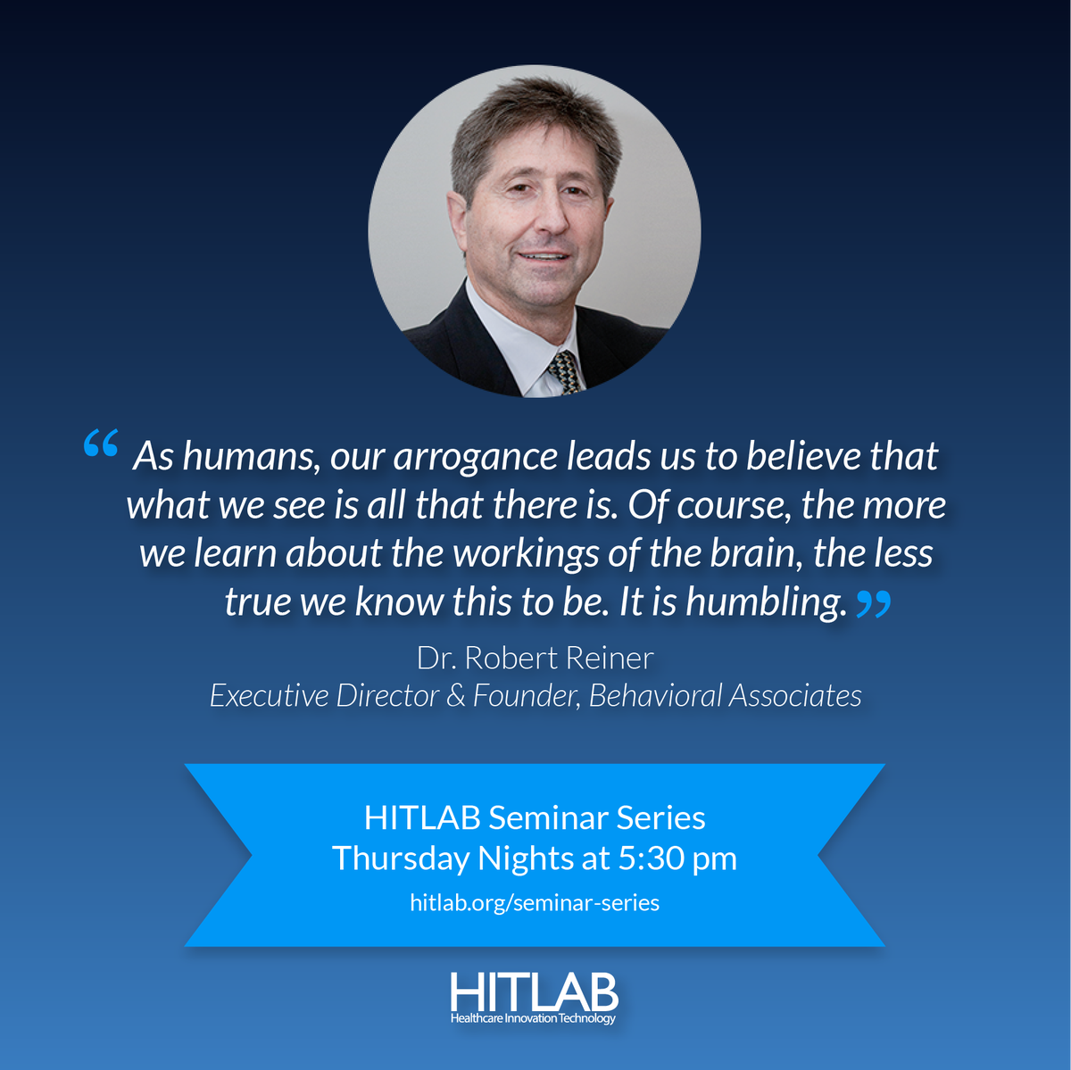 HITLABnyc's tweet photo. Dr. Robert Reiner, Executive Director and Founder @BehavioralAssoc, discussed #VirtualReality at #HITLABseminar last month. https://t.co/sQGJORiXf3
