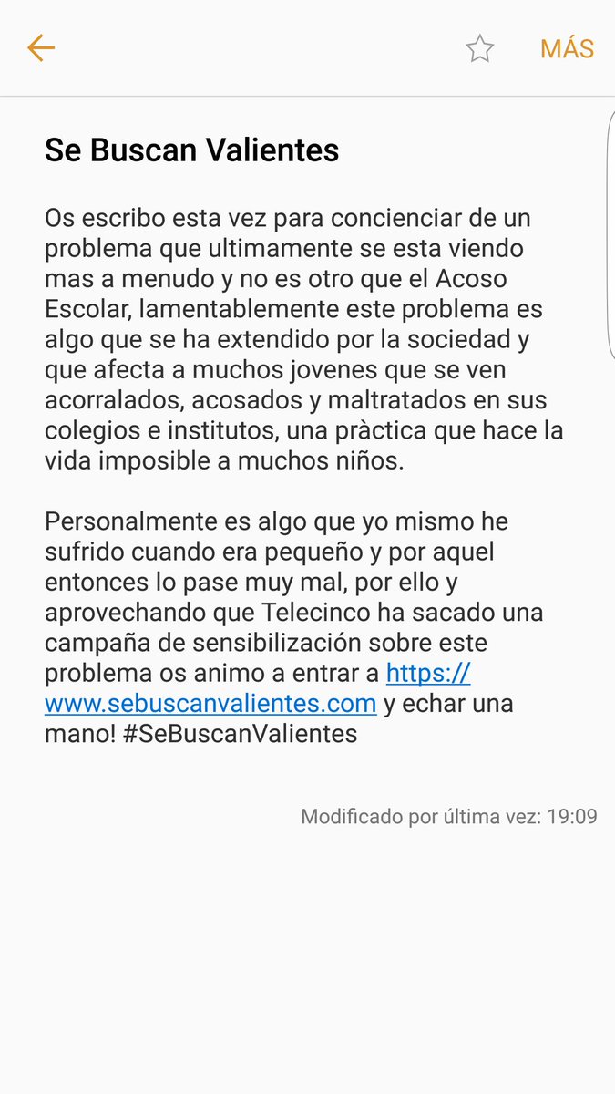 OstosRuben's tweet photo. Esta vez no es ningun Sorteo ni Torneo pero creo que es importante que le deis Cariño con RT y Fav #SeBuscanValientes @telecincoes https://t.co/CaTXjITDjW
