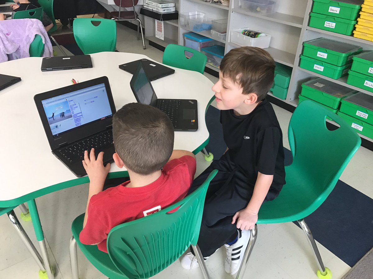 NSHACKLab's tweet photo. More story telling using @scratch with Mrs. #Scheible's third graders. #coding #NSHeroes #makered https://t.co/vdBPdkG6F7