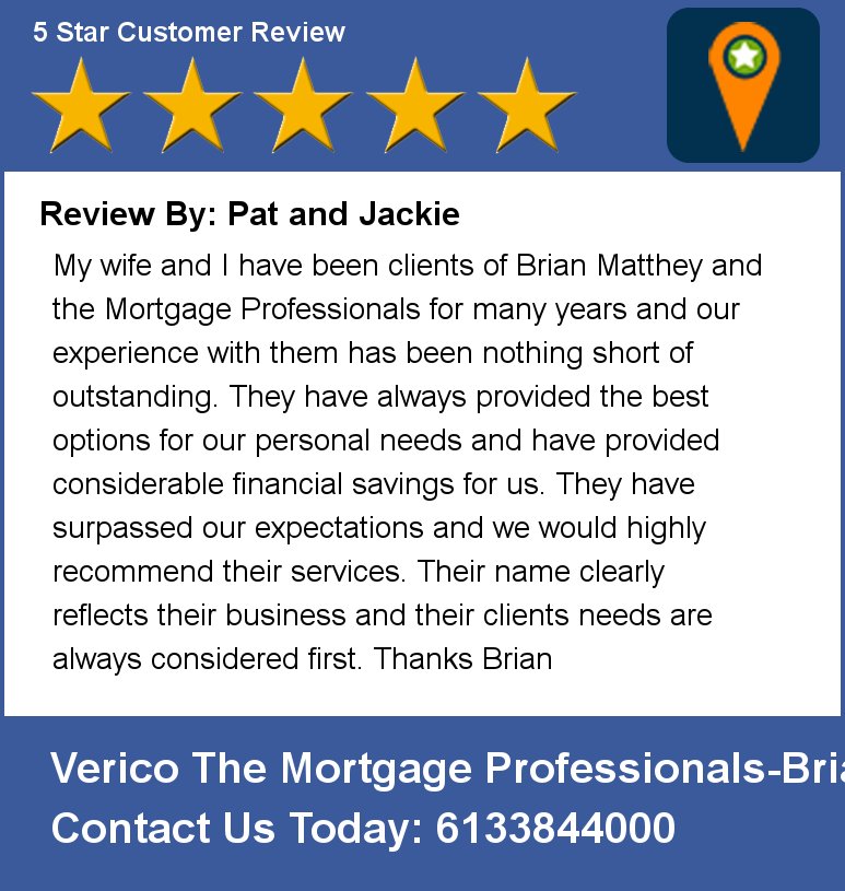 Mortpro's tweet photo. Review By: Pat and Jackie  My wife and I have been clients of Brian Matthey and the Mortgage Professionals for many https://t.co/V1cno1ol2M