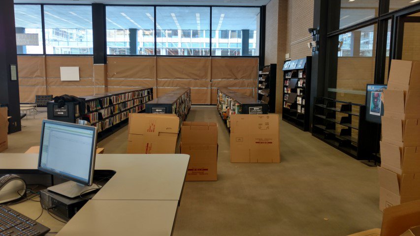 dcpl's tweet image. The packing up process has begun in #MLKLibrary. It&apos;s so weird to not see any of you around!