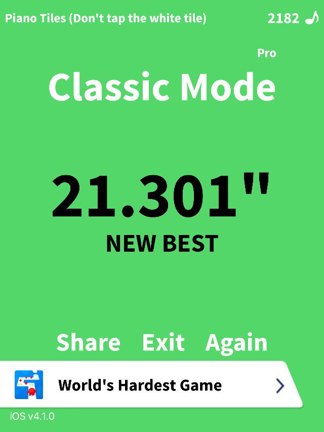 Pro Classic Mode, 21.301" ! Who can beat me in <a href="/PianoTiles/">Don't tap the white</a> -> tiles.wan.liebao.cn/d
