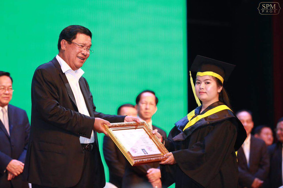 PMhunsen's tweet photo. samdech techo hun sen goes to inauguration diplomas at vanda institute.. https://t.co/85IGveyBgn