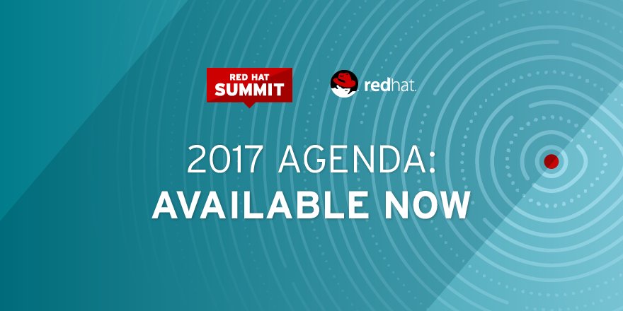 RedHatJobs's tweet photo. The @RedHatSummit agenda is here - more than 200 breakout sessions, labs + networking events: https://t.co/4u3IW4Rkgx #RHSummit https://t.co/ktPvgQ5eZs