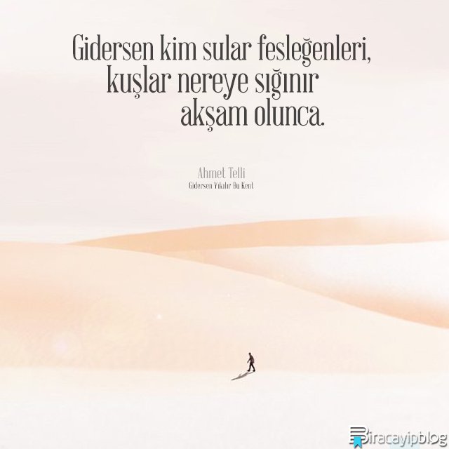 biracayipblog's tweet photo. ''Gidersen kim sular fesleğenleri, kuşlar nereye sığınır akşam olunca.''
-Ahmet Telli / Gidersen Yıkılır Bu Kent https://t.co/xjec1cI8p4