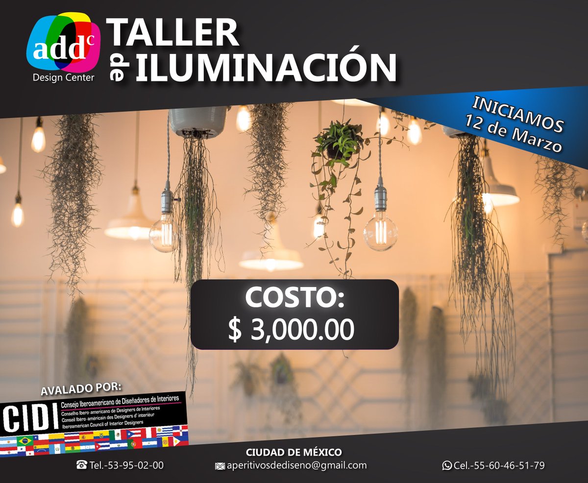 ADD_estudio's tweet photo. Inicia este 12 de marzo 2017, no te pierdas últimos lugares
#ADDe #ADDdc #lightingdesign #interiordesign #architecture https://t.co/bEjPcZJWqQ