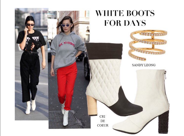 Take style notes from Bella and Kendall + shop our <a href="/cridecoeur/">cri de coeur</a> white bootie! Now on <a href="/MAISONDEMODE/">MAISON-DE-MODE.COM</a> bit.ly/2muoNzk