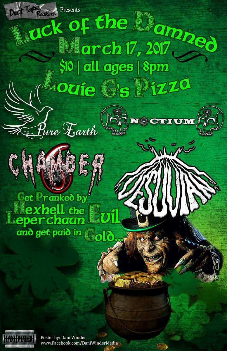 Come get some killer pizza at Luie G's pizza on the 17th and listen to us play some tricky tunes.