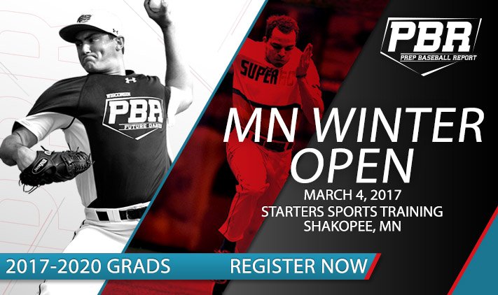 PrepBaseballMN's tweet photo. #MNWinterOpen - Top Exit Velo- (91 mph) 2017 Riley Ahern, RHP/3B, @AHABASEBALL > https://t.co/LTECqUYlEH https://t.co/mS7IWKfWo2