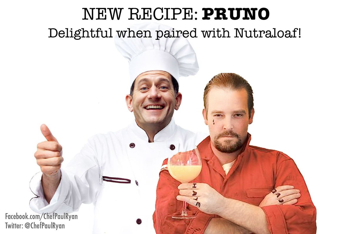 ChefPaulRyan's tweet photo. New Recipe: PRUNO. Delightful paired with Nutraloaf! https://t.co/f8uPGOXmvX #Russia #Russiagate #TrumpRussia #PaulRyan #Resist https://t.co/TEgSxHLND7