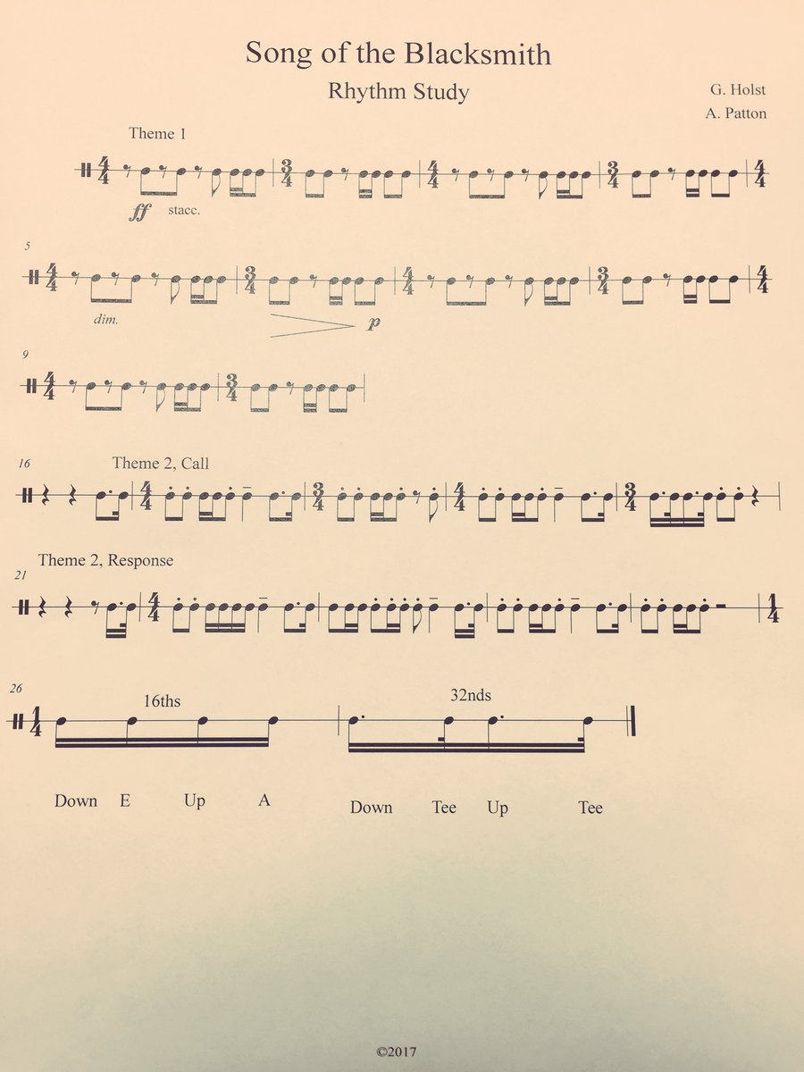 alec_patton's tweet photo. Preparing to rehearse Holst's 2nd Suite. ⬇️E⬆️A #countingmachines #pulsemachines #32ndNotes downteeuptee?!?! 🤔 #windband @LindberghBands https://t.co/gSQXr14EPO