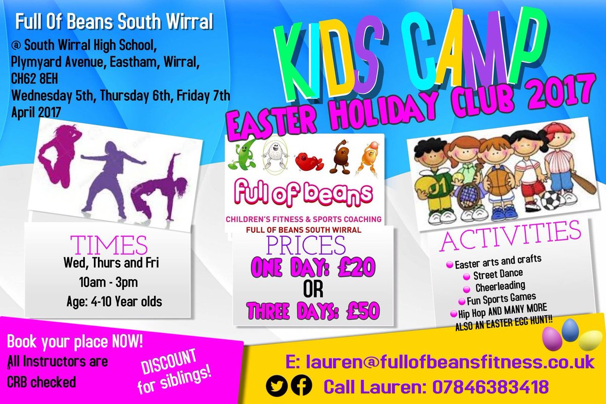 Easter holiday club on 5th, 6th and 7th April 2017. Book your child's place now 😁