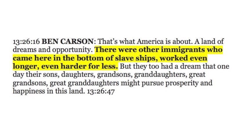 PositiveHillary's tweet photo. Dear #dickheadtom aka Ben Carson, slaves had a dream that 1 day they would be freed and taken back to Africa. Not same dream as immigrants https://t.co/AuXeD7l0jo