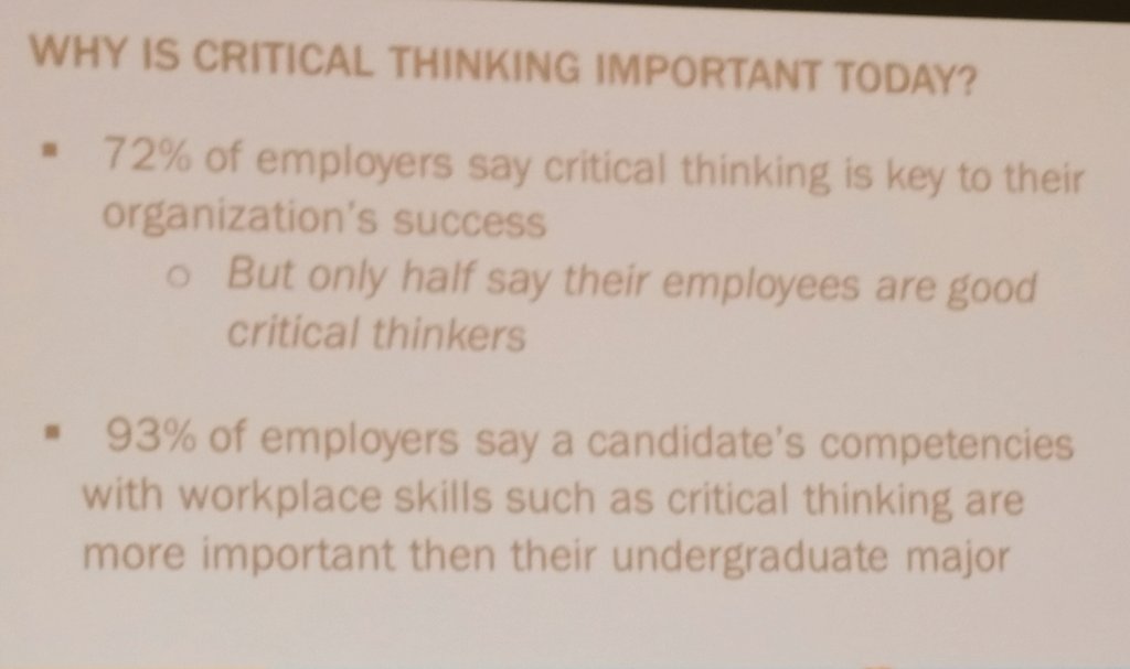dwydra's tweet photo. #criticaltginking is essential to employability. More important than college major. #ctdigital session at #sxswedu https://t.co/OCJFBbgo5h