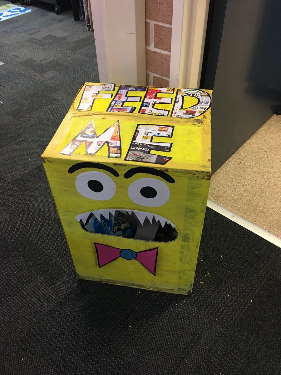 MissMepstead's tweet photo. A fun way to promote recycling in the classroom #acuedu_p https://t.co/gU9tVEHFGB