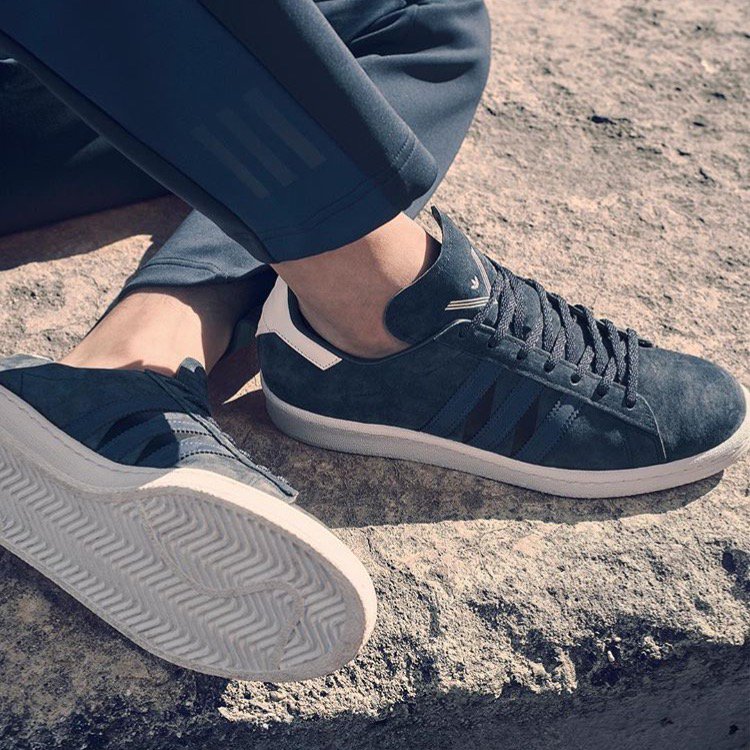 shopnicekicks's tweet photo. The White Mountaineering x adidas Consortium Campus 80s is now available at #NKSF and online in ‘Navy/White’. https://t.co/4HX2nQIyDs https://t.co/pzyY0E4GbH