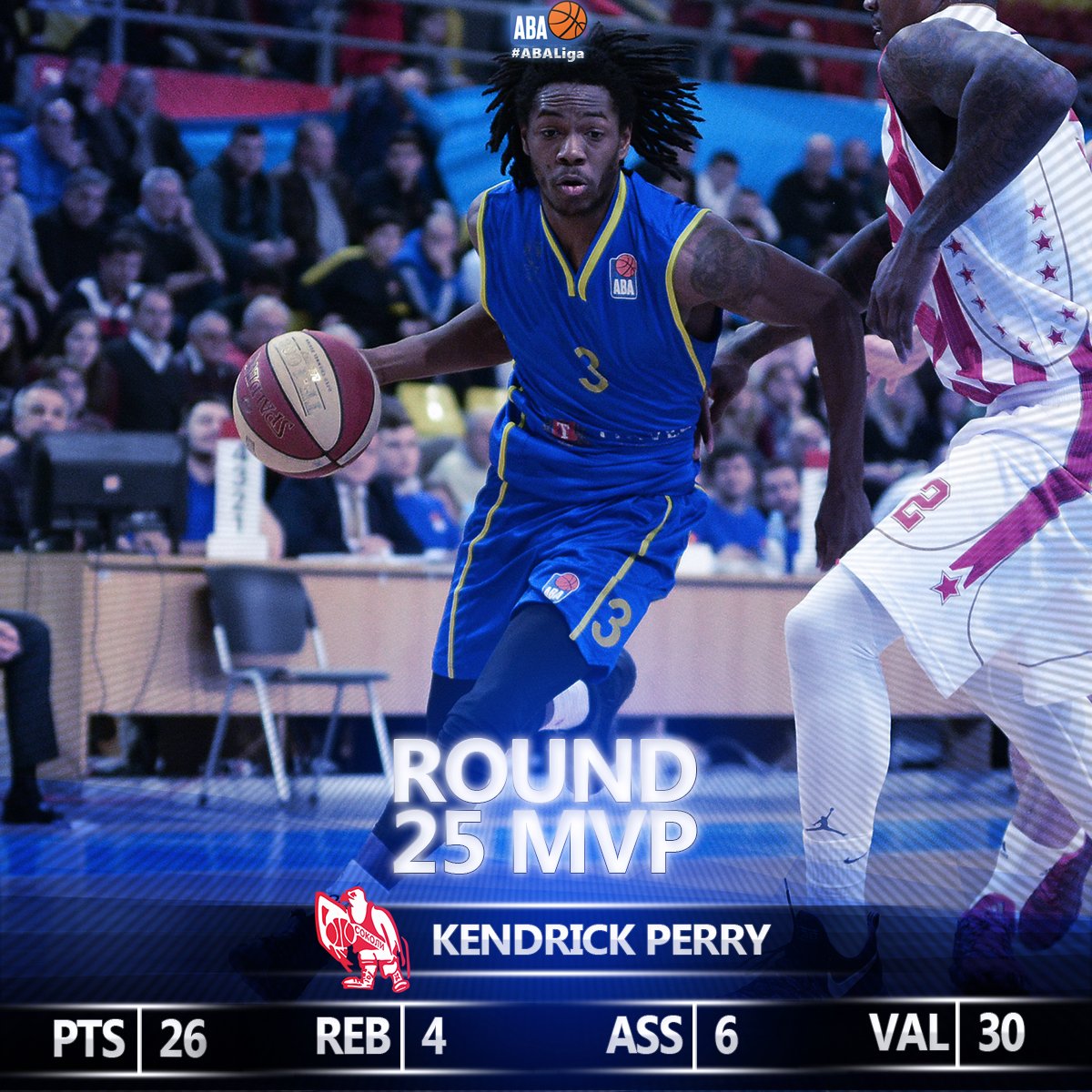 .<a href="/kendrick3perry/">Kendrick Perry</a> is the #MVP of the #ABALiga Round 25! Congratulations!

Find out more: bit.ly/2lxyJsg