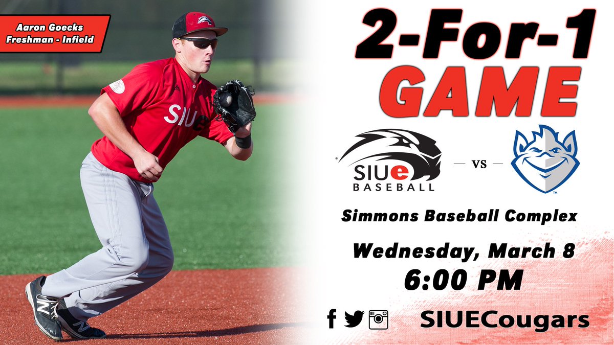 SIUECougars's tweet photo. Buy a ticket Wednesday when @SIUEBaseball hosts Saint Louis and receive a voucher for FREE ADMISSION to a future SIUE Baseball game! https://t.co/Y77TAvpuKb