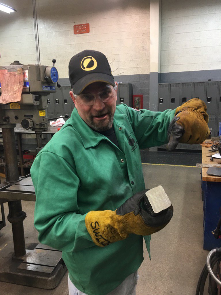 DrFinchDVUSD's tweet photo. Charley Switzer in #MeceolaTech has a #perfect X-block! No holes! #MOISD #MOCC #welding #joboffer https://t.co/o5V9ilOYML
