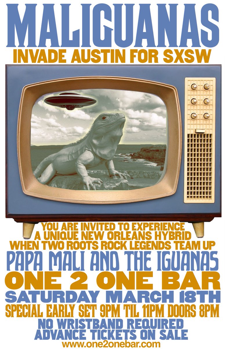 #SXSW #ticketsnowonsale #Maliguanas aka @papamali & @theiguanas @ONE2ONEBAR #nowristbandorbadgerequired #unofficialSXSW #party