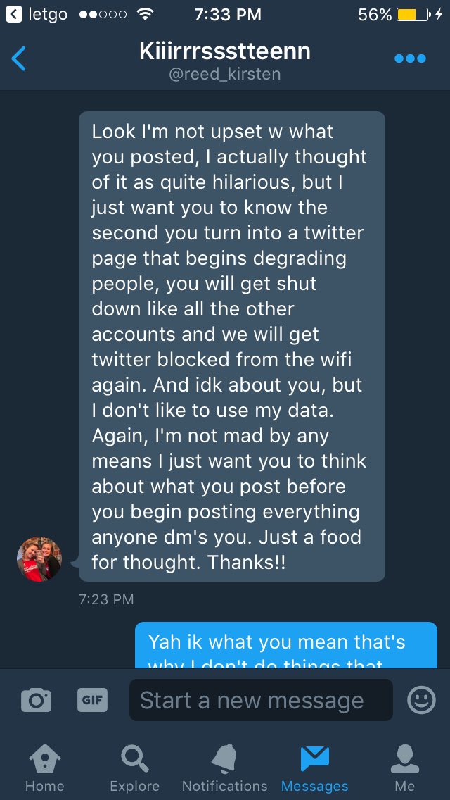 HNHSCONFESS's tweet image. I just want people to know this account isn't to be a dick to people it's a joke. I want to thank @reed_kirsten for being cool and not a ass