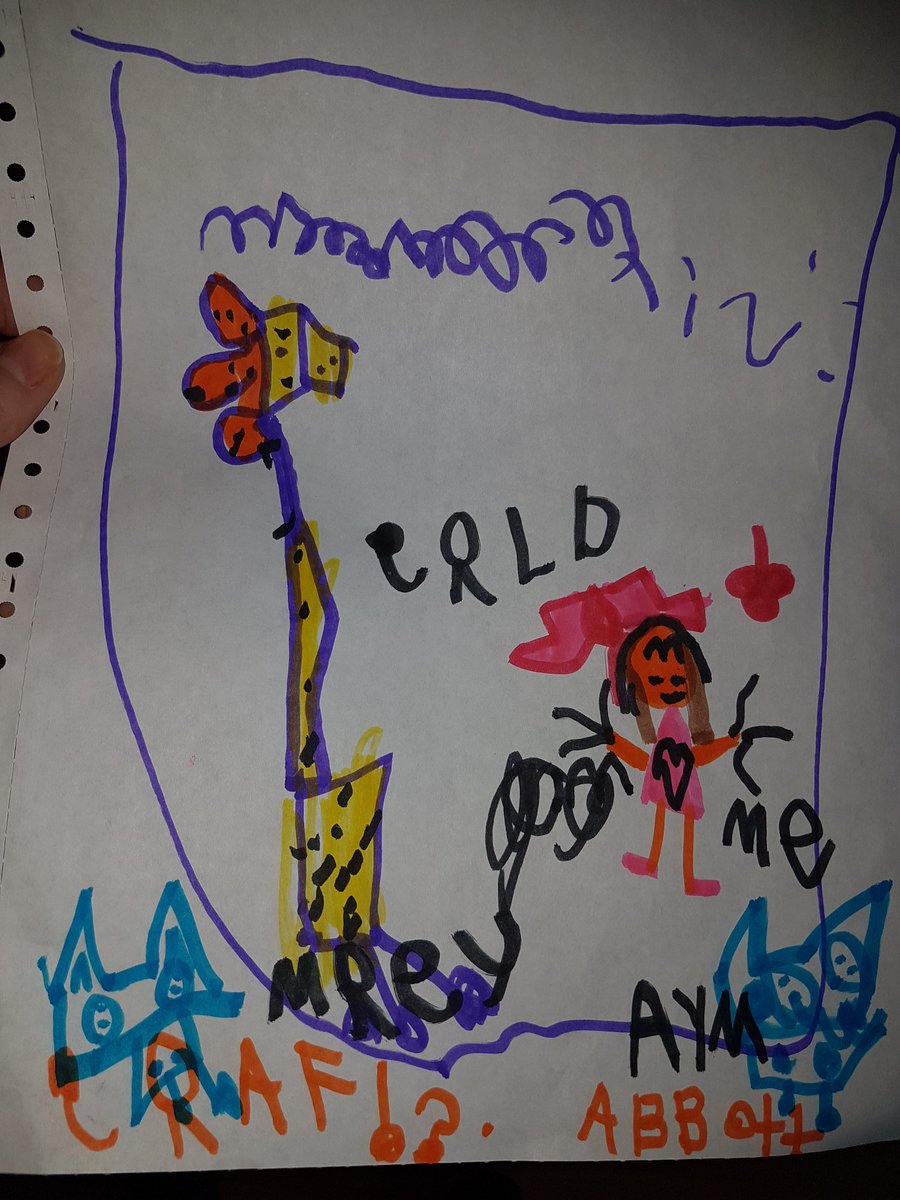 AlainaStandring's tweet photo. More #authenicwriting moments! Abbott drew a picture and labeled all the characters. Hedva drew herself and friends and wrote their names. https://t.co/Ow6o6XR7f8