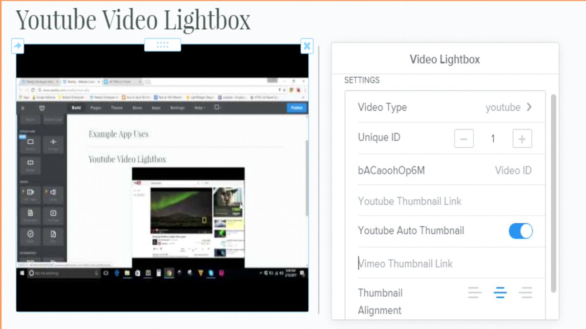 codoplex's tweet photo. Video Lightbox widget lets you show Youtube or Vimeo videos in responsive lightbox within Weebly websites.@weebly https://t.co/EybhbJ8jCL
