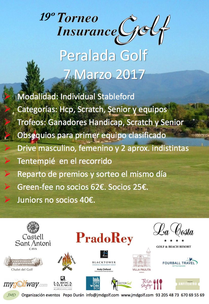 TecaSabat's tweet photo. Hoy se celebra el 19º #TorneoInsuranceGolf en el campo de #PeraladaGolf! El ganador recibirá de nuestra parte una comida para dos personas 😉 https://t.co/LdvHHb6e5C