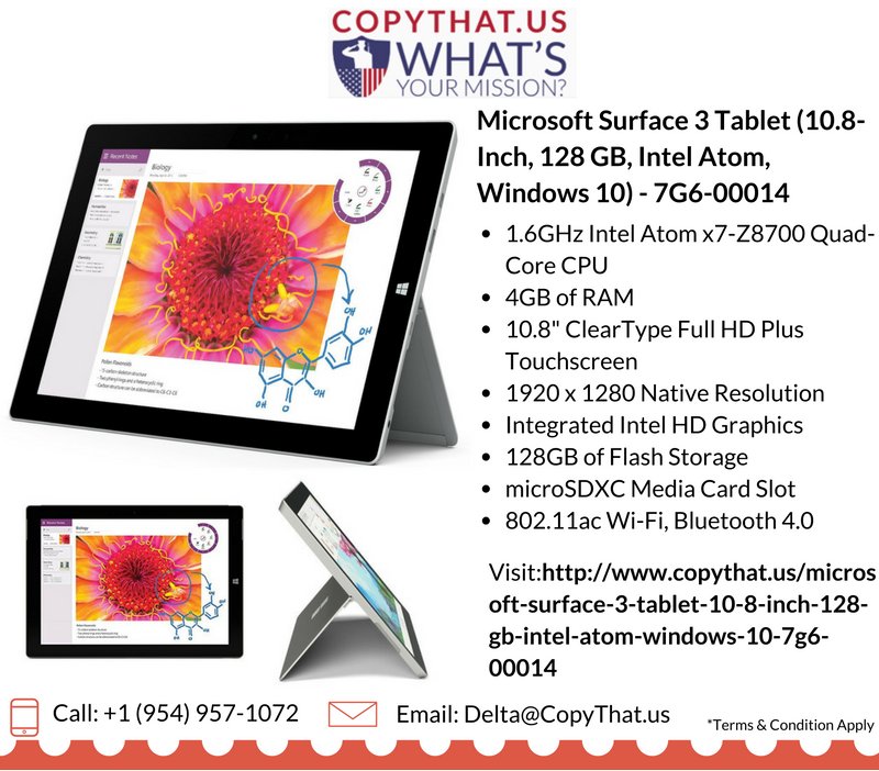 Copy_That_US's tweet photo. Buy #Microsoft #Surface3 #Tablet (10.8-Inch, Windows10). #FREEShipping #MicrosoftTablet @sparkingdeals #amazon #ebay https://t.co/0qOg7pcnyF https://t.co/dcAVkc3qHo