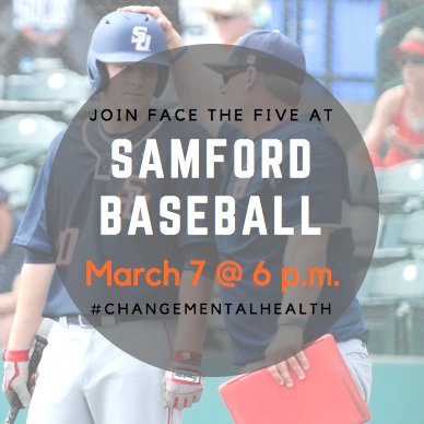 facethefive's tweet image. We have another event tomorrow! Make sure to come and support the Samford Baseball team and Face the Five tomorrow at 6! #changementalhealth