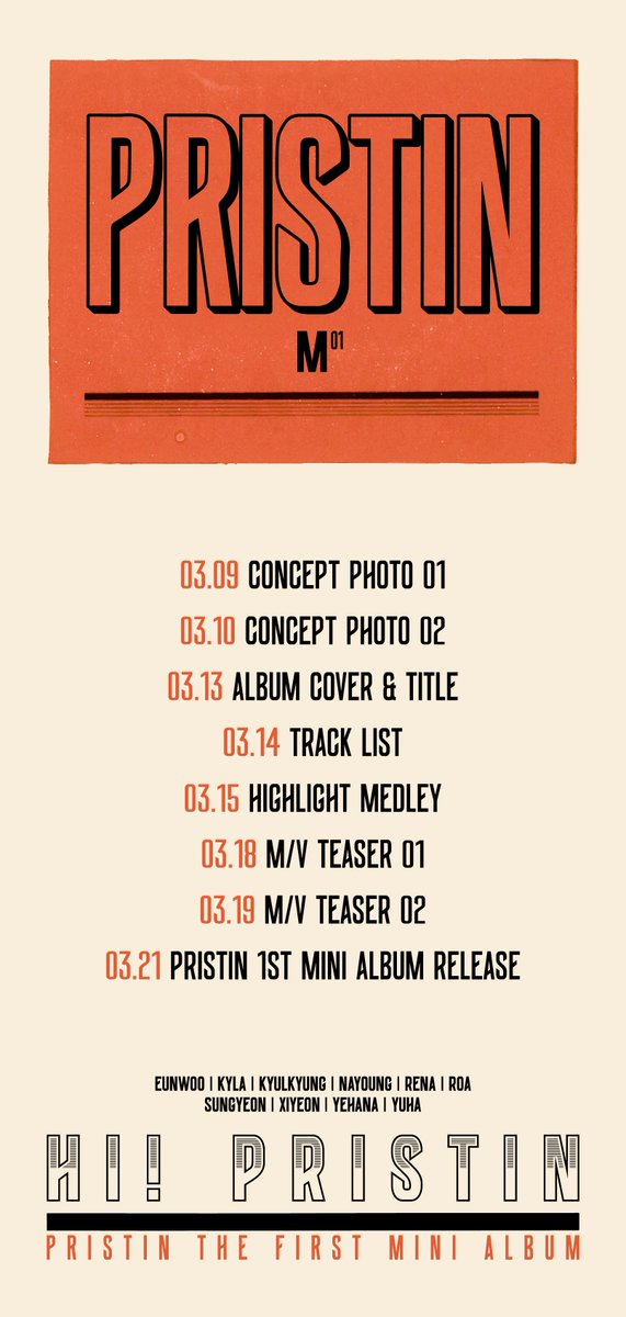 KIMMINKYEUNG_TH's tweet photo. ตารางเดบิวต์ #Pristin

9/3 - รูป
10/3 - รูป
13/3 - อัลบั้ม
14/3 - รายชื่อเพลง
15/3 - รวมเพลง
18/3 - Teaser 1
19/3 - Teaser 2
21/3 - ปล่อย MV https://t.co/BeoDEBMWmh