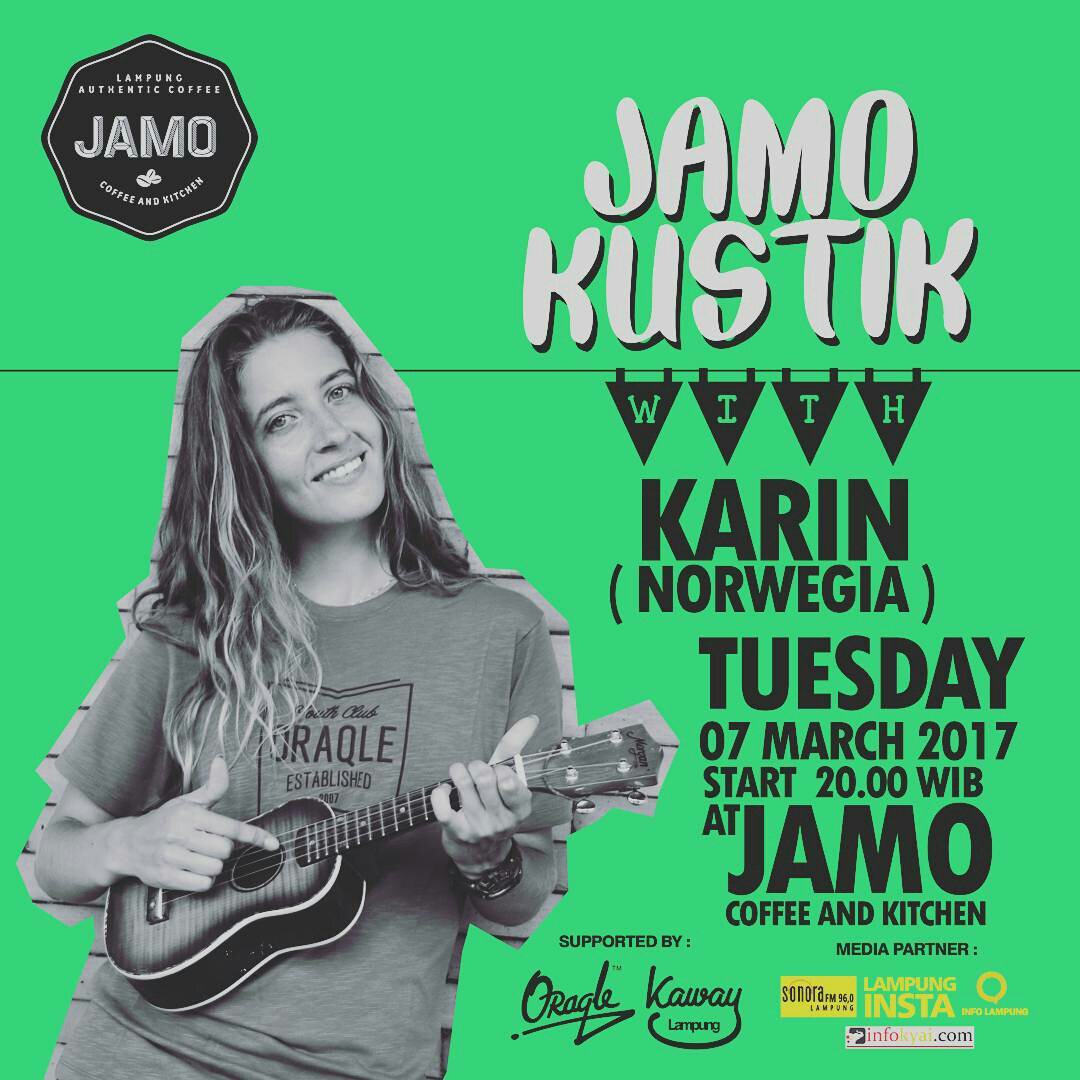 Soners!
inget jgn sampe kelewatan #JAMOKUSTIK di Jamo Coffee &amp; Kitchen <a href="/JAMOCOFFEE/">JAMO COFFEE LAMPUNG</a>

Kali ini kedatengan tamu dr Norway,Yas!
she is KARIN :D