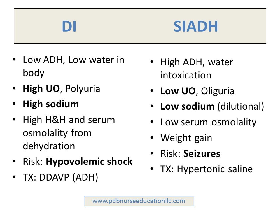 Diabetes Insipidus Vs Siadh Syndrome