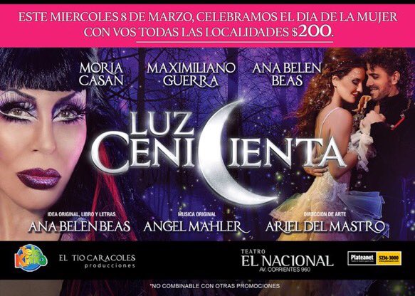 No te pierdas <a href="/luzcenicientaok/">Luz Cenicienta🌙</a> este miércoles con precios especiales! TODAS LAS LOCALIDADES A $200 para celebrar el día de la mujer!❤🌙