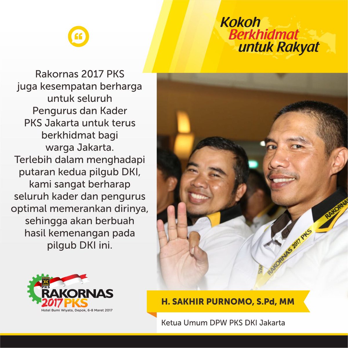 PKSDKIJakarta's tweet photo. Mari Menangkan PilkadaDKI2017. #PKSKokohBerkhidmat https://t.co/1tiild0aM6