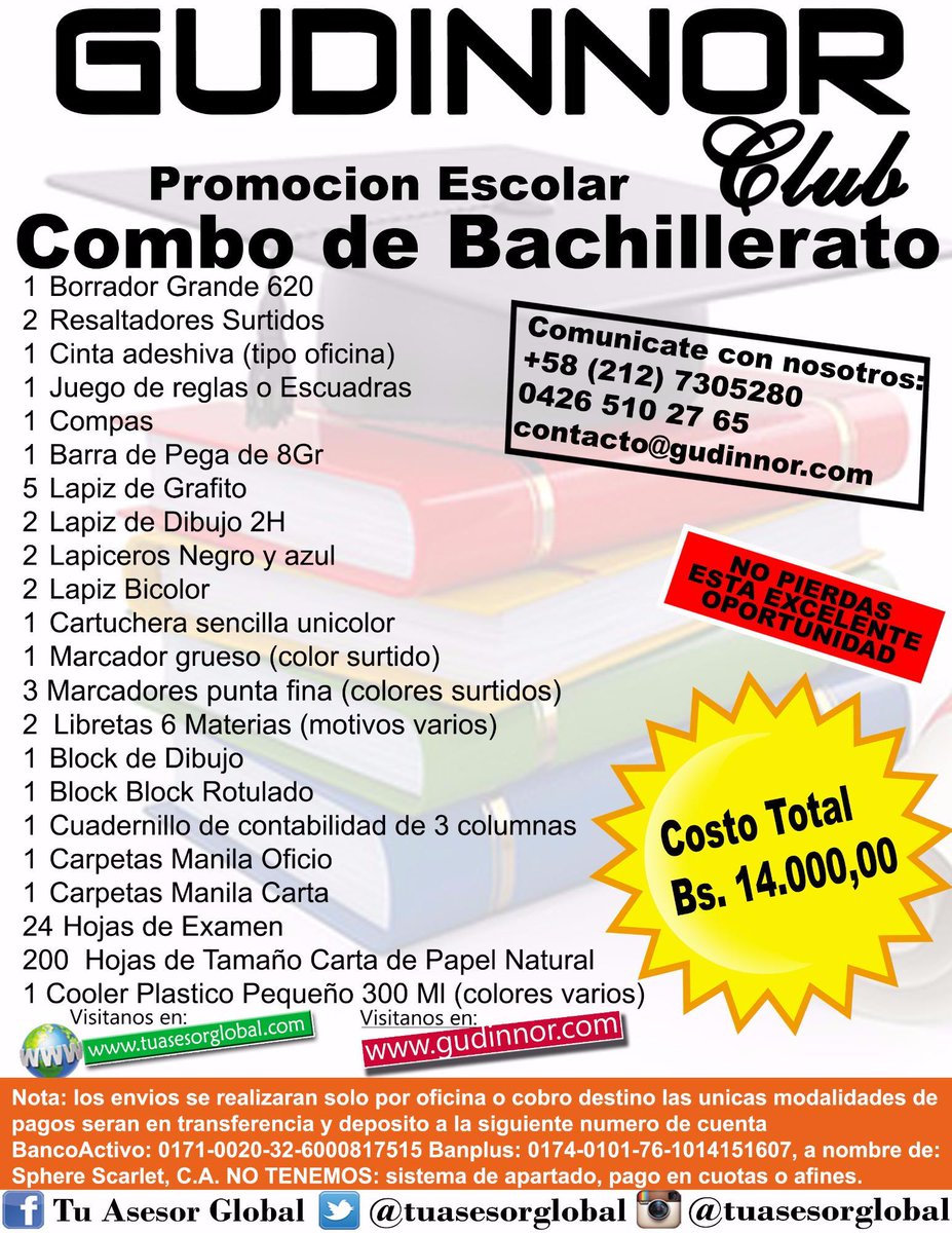 GudinnorClub's tweet photo. No te pierdas este increíble combo de bachiller a bajos precios, comunícate con notrosos y aparta tu combo ya te esperamos https://t.co/wQBTzESawd
