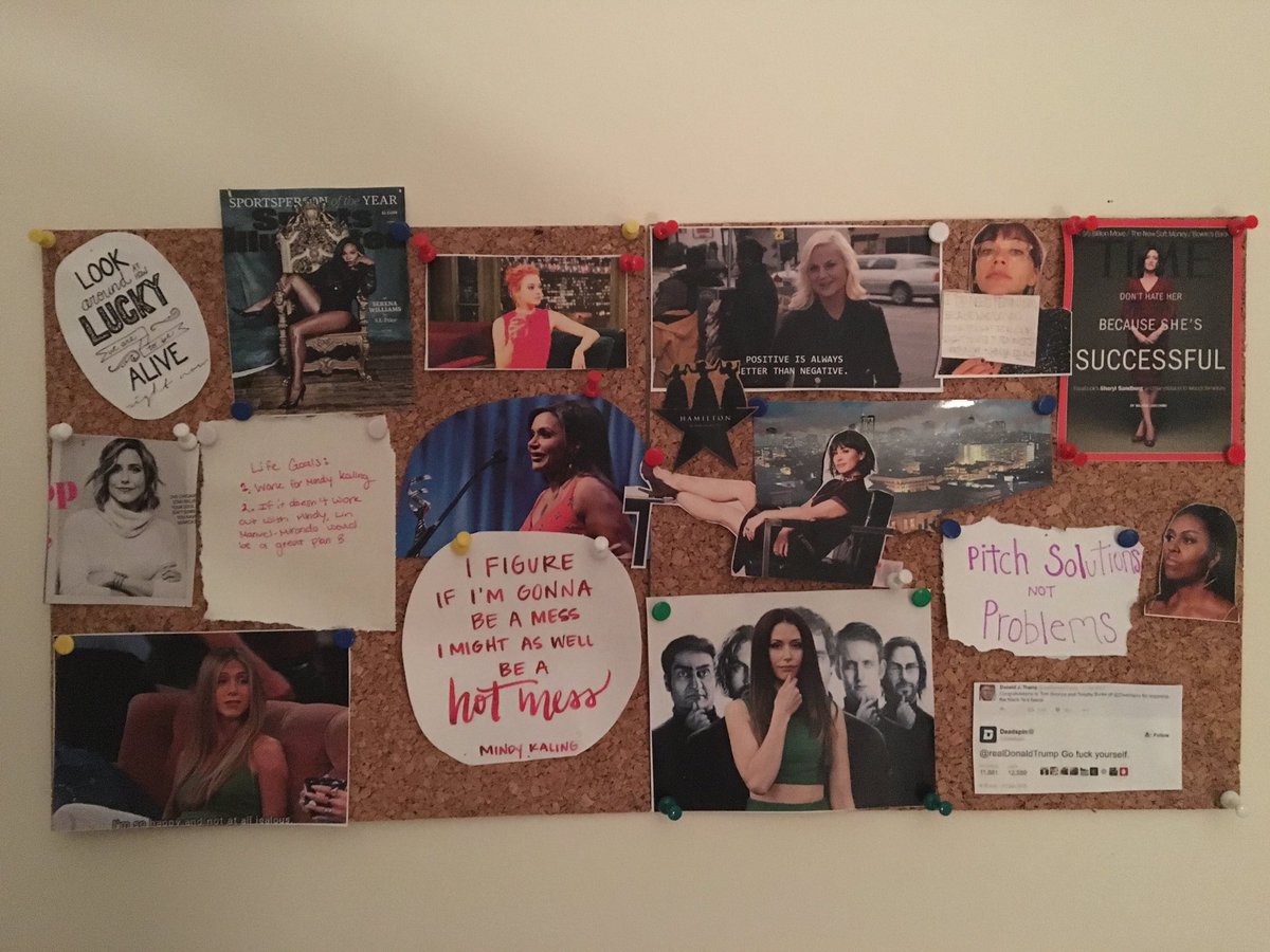 SHAWeett's tweet photo. Omg @TheMindyProject just followed me. Let me take this opportunity to beg for a job using my bedroom wall as a cover letter. @mindykaling https://t.co/W7dWs4GCqx