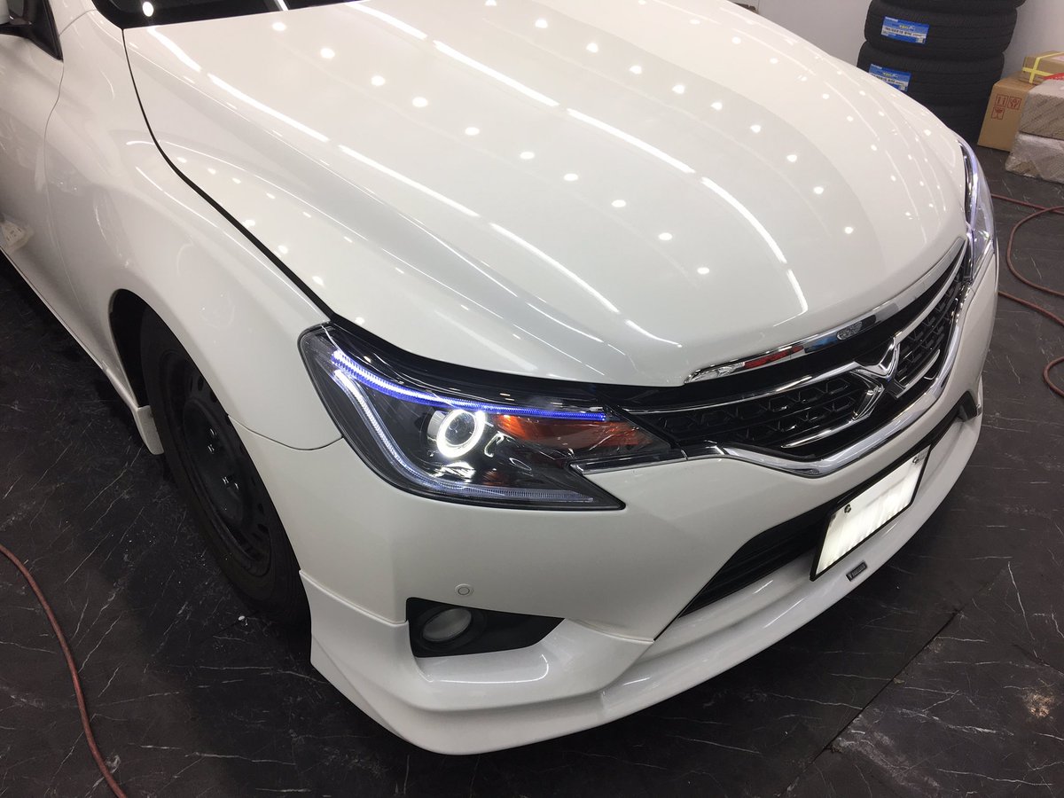 インナーブラック！マークX イカリング付きカスタムヘッドライト！