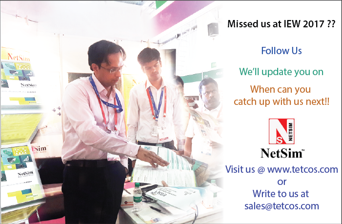 Tetcos's tweet image. #NetSimNetworkSimulatorEmulator was at #IEW2017.If you missed us at the event visit us @ tetcos.com or write @ sales@tetcos.com