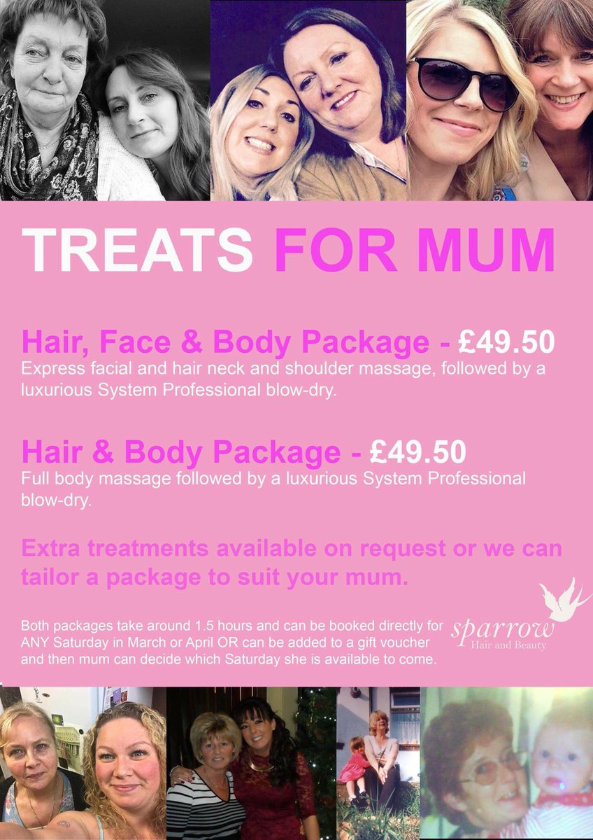 Sparrow_Salon's tweet photo. Check out our #mothersday #deals available every Saturday in March and April. Treat mum to something she'd love this year ❤ #welovemum https://t.co/OwOSPNWL7m