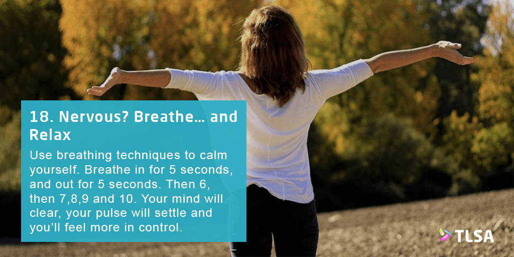TLSAltd's tweet photo. #SalesTip 18: Nervous? Breathe… and Relax... #TuesdayTips #Sales https://t.co/OKWUu6C35p