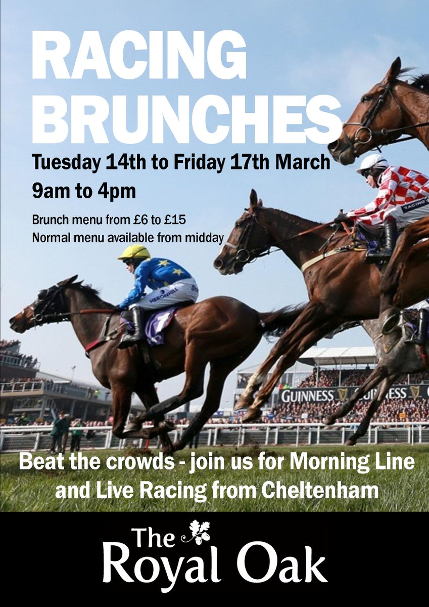 If you're heading to the #festival pop in for our #Cotswold #racing brunches everyday - royaloakgretton.co.uk/?page_id=1150