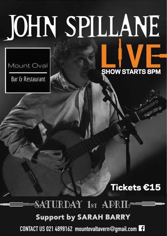 John Spillane will be playing the Mount Oval #Cork on April 1st, with support from Sarah Barry. Tickets €15 - mountovaltavern@gmail.com