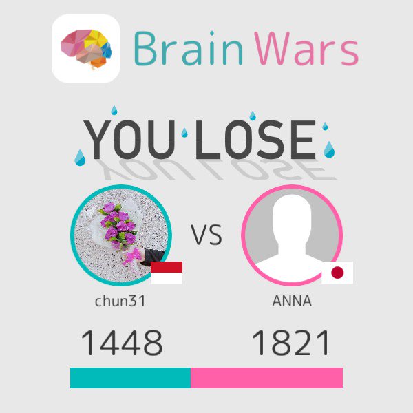 chun_31's tweet photo. I challenged ANNA and lost;( Challenge players from around the world! #BrainWars
https://t.co/xH7yAJVd0C https://t.co/2W8HeCwzwU