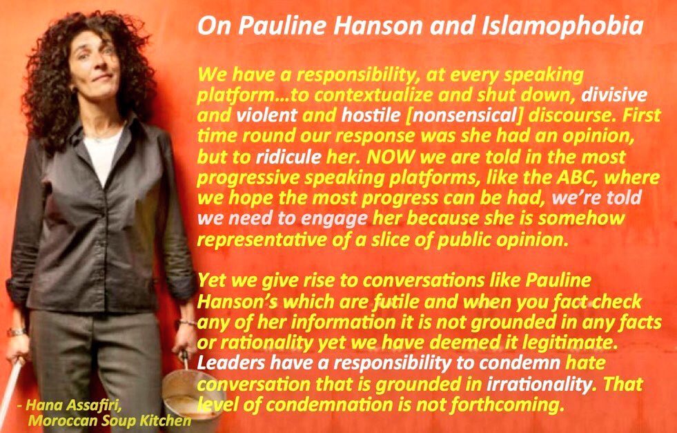 PeterWMurphy1's tweet photo. On Sunday, Hanson peddled her anti-#Islam #xenophobia. #Ahmadi #Muslims were hard at work at 26 sites for #CleanUpAus.
Text: @assafiri_hana. https://t.co/td4BmPMsli
