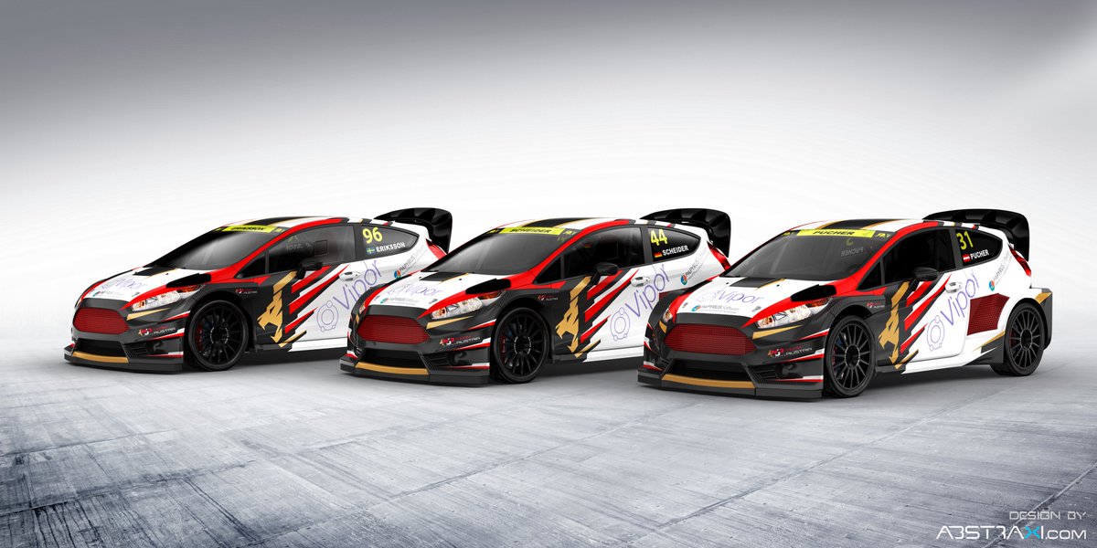 WorldRXTeamAUT's tweet photo. Here they are! We proudly present our liveries for the 2017 FIA World Rallycross Championship. @ScheiderTimo @Erikssonkev  #mjpracing https://t.co/0MqBwDBDim