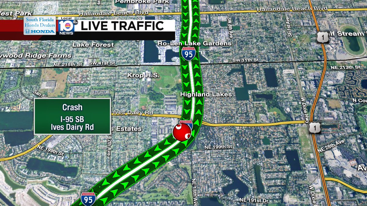 Crash on I-95 SB at Ives Dairy Rd #traffic https://t.co/YeB2lxJTTr