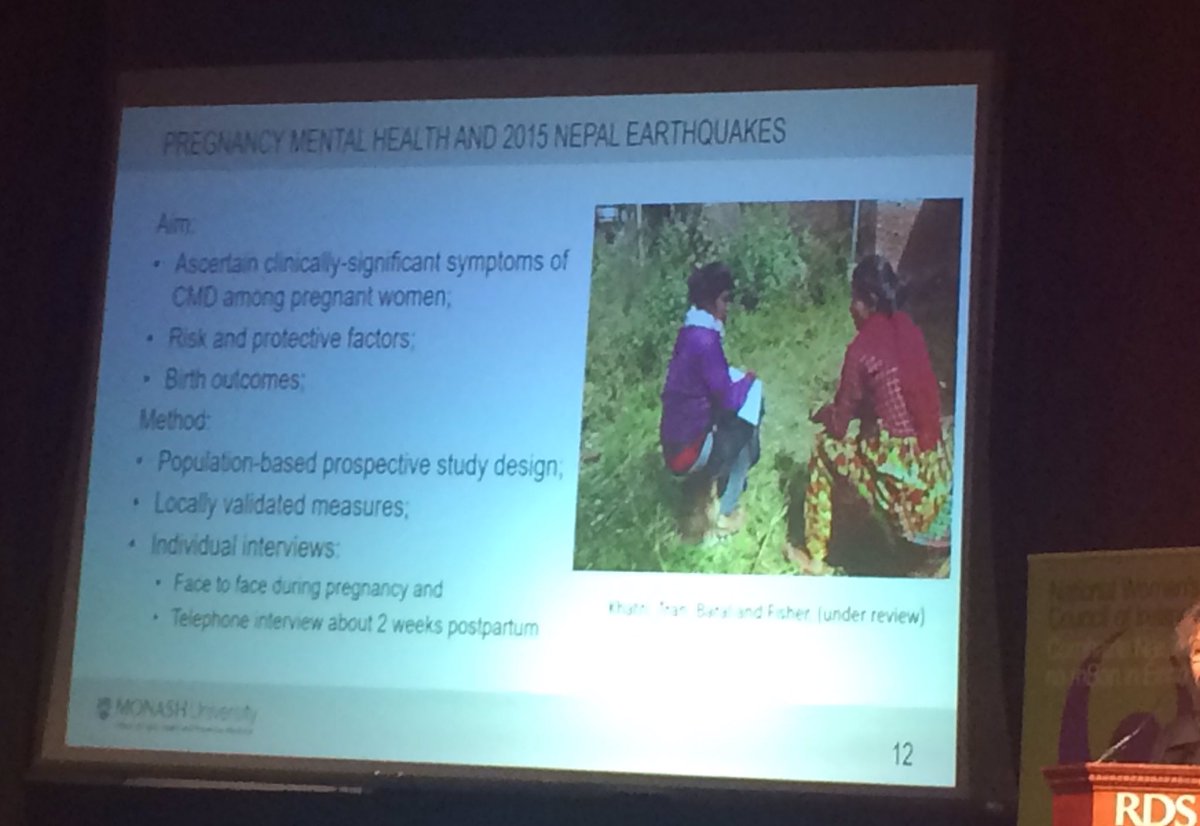 ISPOG_org's tweet photo. #iawmh2017 Jane Fisher et al did challenging study among illiterate women in Nepal who were pregnant during the earthquake. Important work! https://t.co/OQc0p0wAAu