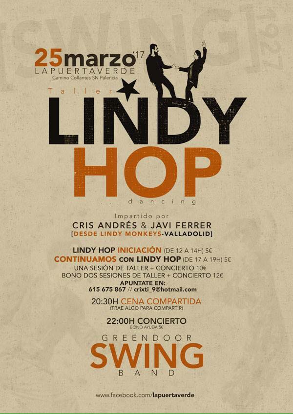 facebook.com/events/7696850…
25 marzo Taller de baile y concierto Swing Apuntaros!!