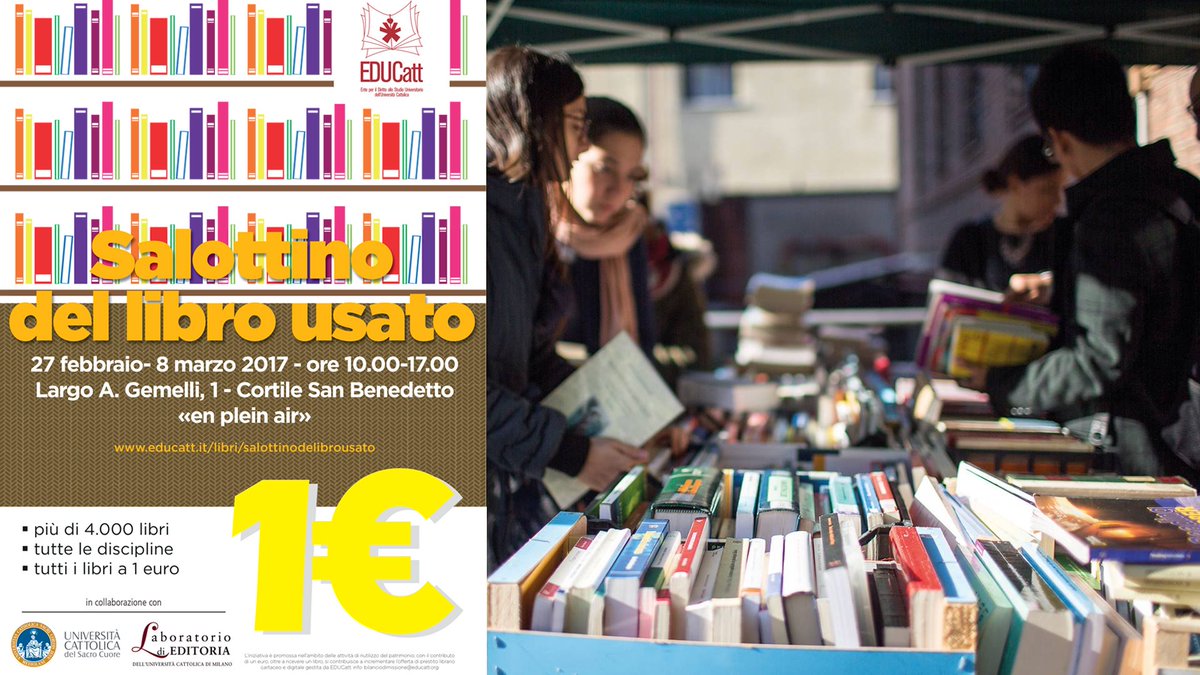 EDUCattUC's tweet photo. Ancora per oggi e domani #ibri a 1€! :)
#lettura #occasioni #usato #leggiEdu #Container9 https://t.co/r7TmwcIWcP